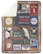 Baseball Commit To The Lord Large Sherpa Fleece Blanket - 60" x 80" thumbnail