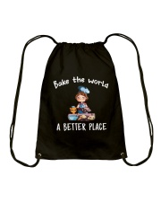 Bake The World A Better Place Drawstring Bag thumbnail