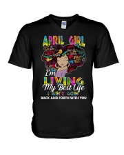 April Girl V-Neck T-Shirt tile