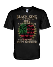 Black King born in July V-Neck T-Shirt tile