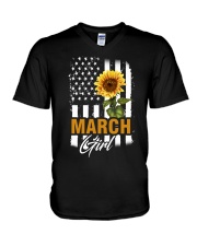 March Girl V-Neck T-Shirt tile