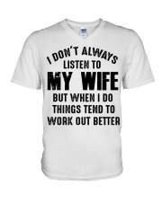 I DON'T ALWAYS LISTEN TO MY WIFE V-Neck T-Shirt thumbnail