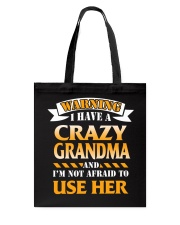 Warning Crazy Grandma Tote Bag tile