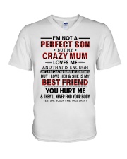 Crazy Mum Loves Me - Best Gift For Son V-Neck T-Shirt tile
