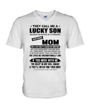 SHE LOVES ME UNCONDITIONALLY - MOM TO SON V-Neck T-Shirt thumbnail