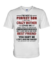 Crazy Mother Loves Me - Best Gift For Son V-Neck T-Shirt tile