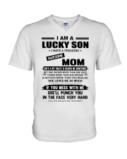 SHE LOVES ME SO MUCH - MOM TO SON V-Neck T-Shirt thumbnail