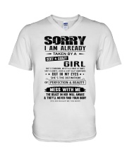 I AM ALREADY TAKEN BY A SEXY AND CRAZY GIRL V-Neck T-Shirt thumbnail