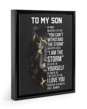 I Am The Storm - To Son From Mommy Floating Framed Canvas Prints Black tile