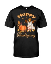Happy Thanksgiving Shirt Bulldog Pilgrim Costume D Classic T-Shirt front