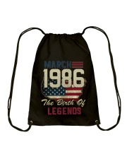 Legends Were Born In March 1986 32th Birthday Gift Drawstring Bag thumbnail
