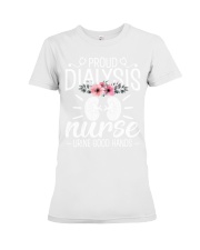 Proud Dialysis Nurse Funny Nephrology Hemodialysis Nurse Premium Fit Ladies Tee tile