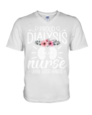 Proud Dialysis Nurse Funny Nephrology Hemodialysis Nurse V-Neck T-Shirt tile