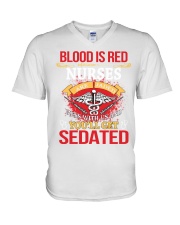 Blood is red nurse is jaded V-Neck T-Shirt tile