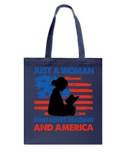 Woman who Loves Reading and America Tote Bag tile