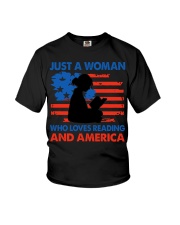 Woman who Loves Reading and America Youth T-Shirt tile