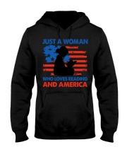 Woman who Loves Reading and America Hooded Sweatshirt tile