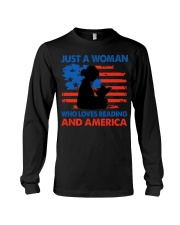 Woman who Loves Reading and America Long Sleeve Tee tile