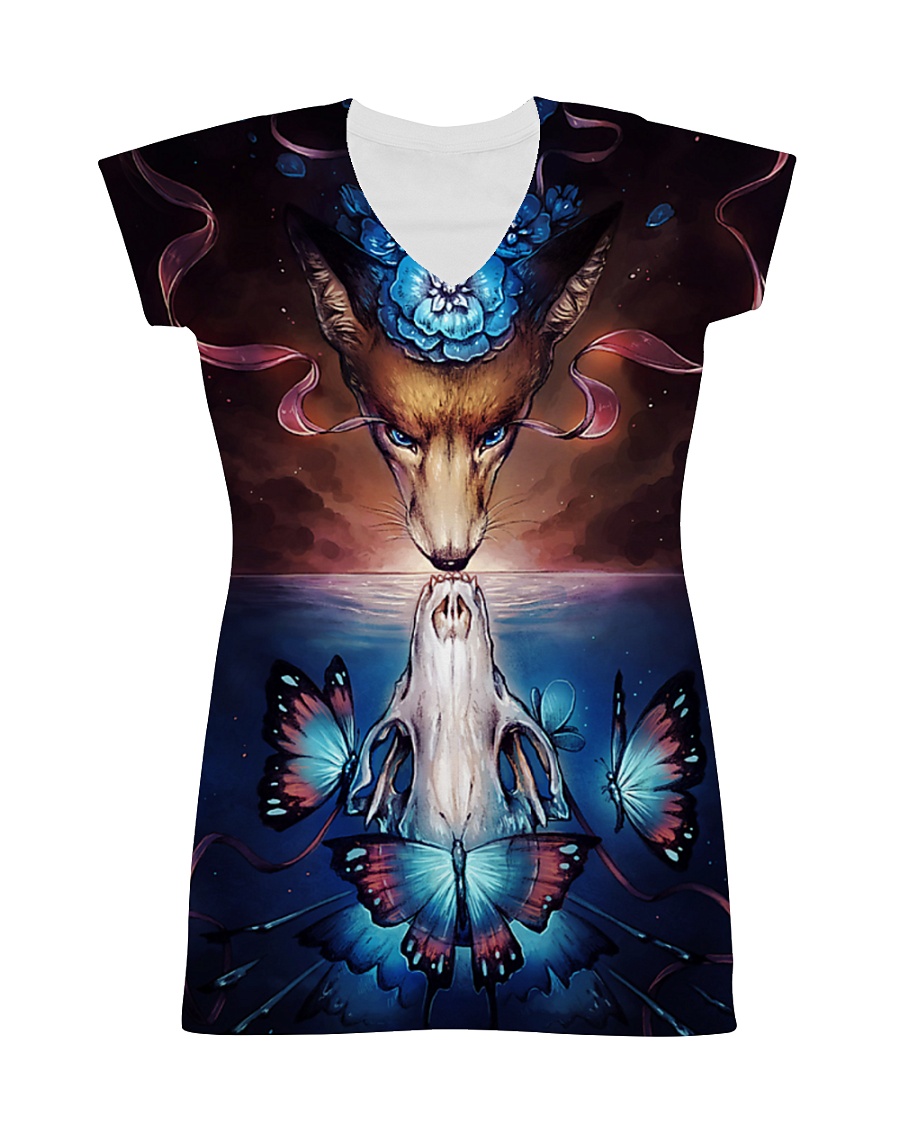Wolf skull butterfly All-over Dress