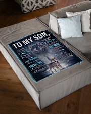 To My Son from mom Small Fleece Blanket - 30" x 40" aos-coral-fleece-blanket-30x40-lifestyle-front-03