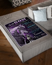 To My Son Small Fleece Blanket - 30" x 40" aos-coral-fleece-blanket-30x40-lifestyle-front-03
