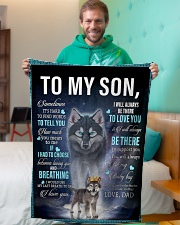 To My Son From DAD - Wolf- 01 Small Fleece Blanket - 30" x 40" aos-coral-fleece-blanket-30x40-lifestyle-front-09