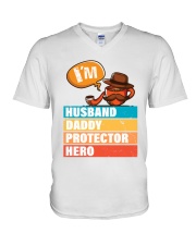 I'am Husband - Daddy - Protector - Hero V-Neck T-Shirt tile