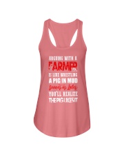 Arguing with a farmer is like wrestling a pig Ladies Flowy Tank tile