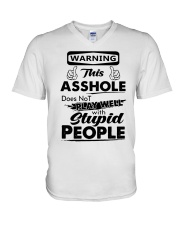 Warning this asshole does not play well V-Neck T-Shirt tile