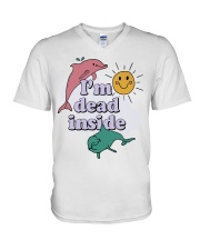 Dolphin I'm dead inside V-Neck T-Shirt tile