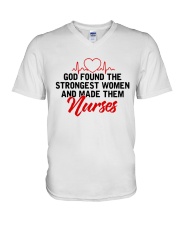God Found The Strongest Women And Made Them Nurses V-Neck T-Shirt tile