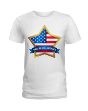 American Flag Star God bless America Ladies T-Shirt tile