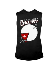 Should I have a beer yes also yes but in red Sleeveless Tee tile