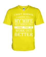 I don't always listen to my wife V-Neck T-Shirt tile