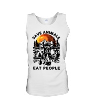 Camping bear save animals eat people Unisex Tank tile