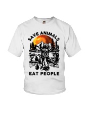 Camping bear save animals eat people Youth T-Shirt tile
