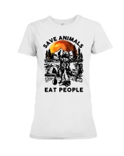 Camping bear save animals eat people Premium Fit Ladies Tee tile