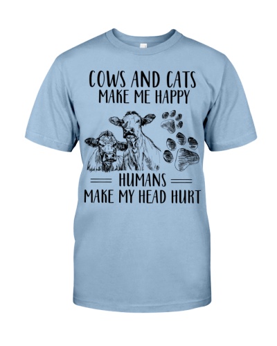Cows And Cats Make Me Happy Premium Fit Mens Tee