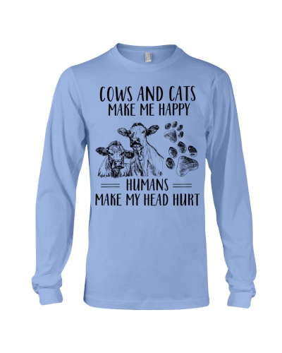 Cows And Cats Make Me Happy Long Sleeve Tee