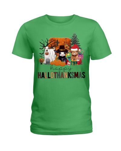 Cow Hallothanksmas Ladies T-Shirt