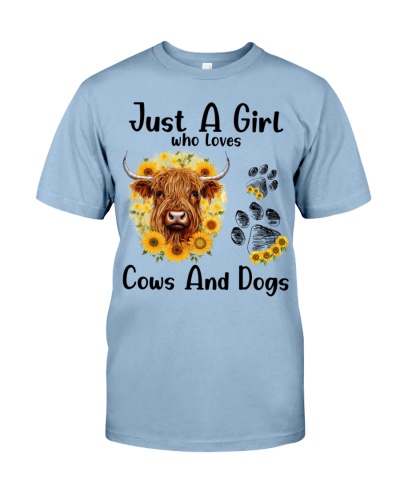 Just A Girl Who Loves Cows And Dogs Premium Fit Mens Tee