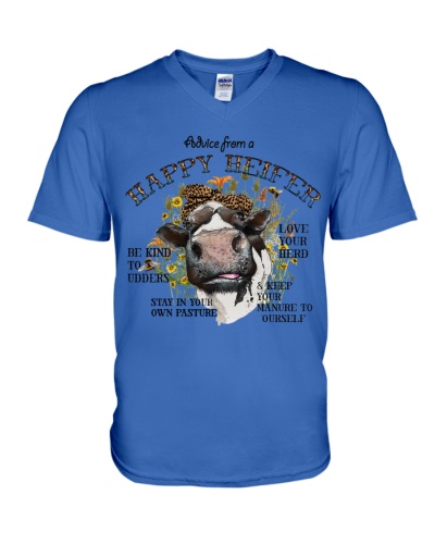 Advice From A Happy Heifer V-Neck T-Shirt
