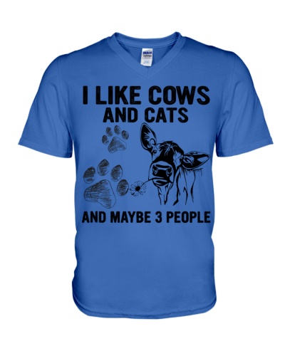 Cows And Cats Make Me Happy V-Neck T-Shirt