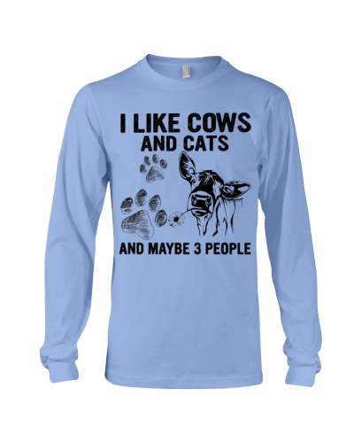 Cows And Cats Make Me Happy Long Sleeve Tee