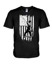 Fishing USA Flag V-Neck T-Shirt thumbnail