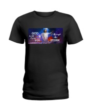 God will carry you though the storm Ladies T-Shirt tile