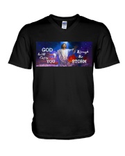 God will carry you though the storm V-Neck T-Shirt tile