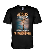 Jesus is the only reason i made it this far V-Neck T-Shirt tile
