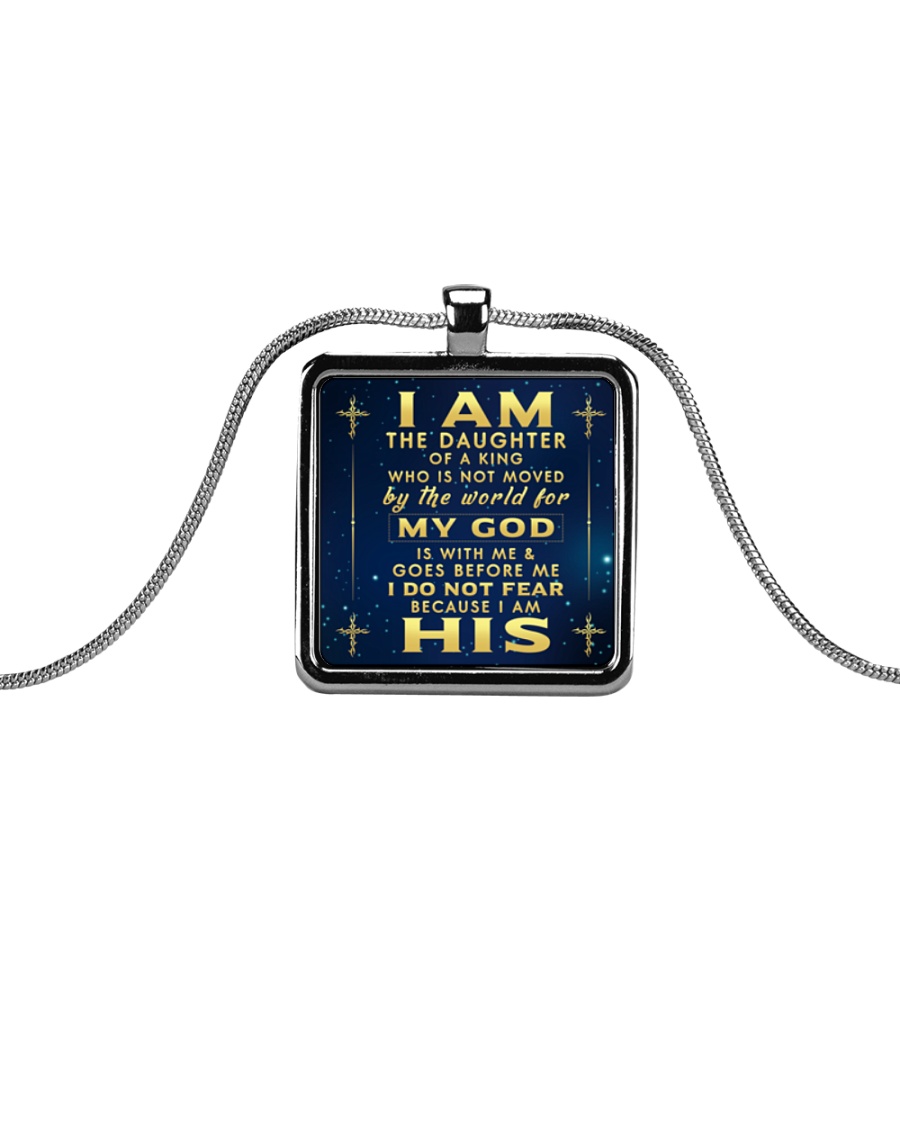 I AM THE DAUGHTER OF A KING Metallic Rectangle Necklace