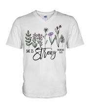 She Is Strong V-Neck T-Shirt tile